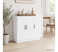 Sideboard White Engineered Wood 89x34.5x77cm 3-Door Slim Modern Storage Unit UK
