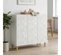 Sideboard White Engineered Wood 89x34.5x80cm 3-Door Vintage Eucalyptus Legs Slim