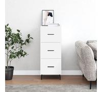 Sideboard White Engineered Wood & Metal 34.5x34x90 cm Compact 3-Drawer Slim Unit
