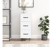 Sideboard White Engineered Wood with Metal Legs 34.5x34x90 cm 3-Drawer Unit Slim