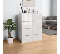 Sideboard White High Gloss Engineered Wood 60x35x80 cm 8-Drawer Storage Compact