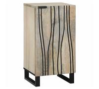 Sideboard White Solid Mango Wood 40x33x75 cm Rustic Wavy Hinge Doors Storage