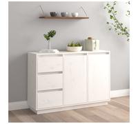 Sideboard White Solid Pine 111x34x75cm Compact 3-Drawer 2-Door Storage Cabinet.
