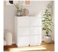 Sideboard White Solid Pine 32x34x75cm Compact Storage Cabinet with Door +WallFix