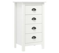Sideboard White Solid Pine 46x35x80cm 4 Drawers Cup Handles Slim Compact Storage