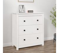 Sideboard White Solid Pine 70x35x80 cm with 2 Doors Natural Unfinished Shelf