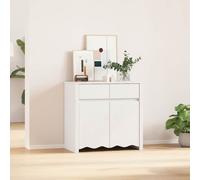 Sideboard White Solid Pine Wood 79x43x75.5cm 2-Door Minimalist Storage LivingRm