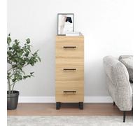 Sideboard White Sonoma Oak 34.5x34x90cm Engineered Wood Metal Legs 3 New Drawers