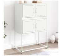 Sideboard White Steel 4-Compartment Industrial Storage Cabinet 68.5x38.5x107cm.
