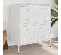 Sideboard White Steel 68x39x79 cm Industrial 4-Compartment Slim Storage Cabinet
