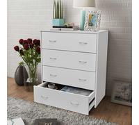 Sideboard White Engineered Wood 60x30.5x71 cm 4-Drawer Compact Storage Chest XS