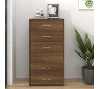 Sideboard with 6 Drawers Brown Oak 50x34x96 cm Engineered Wood