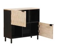 Sideboard with Door, White Washed Surface Made of Solid Mango Wood, 80 x 33 x 75 cm, Compact Space Saving with Storage Space for Living Room and Dining Area, Modern Lowboard for Storage