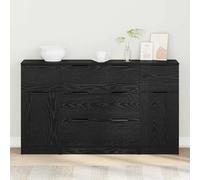 Sideboard 3 pcs Black oak 121 x 30 x 70 cm Engineered wood