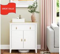 Homcom Sideboard With Drawer, Adjustable Shelf For Living Room In White White