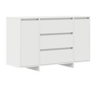 Sideboard White 120 x 41 x 75cm Engineered Wood 3 Drawers 2 Doors Modern Slim UK