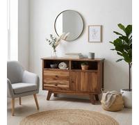 vidaXL Sideboard with Drawer Beige 100 x 30 x 68 cm Solid Teak Wood, Vintage Rec