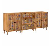Sideboard with Drawer with Shelf 3 pcs Solid Mango Wood Modern Cabinet vidaXL