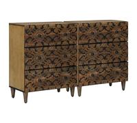 Sideboard with Drawer with Storage 2 pcs Solid Mango Wood Modern Unit vidaXL