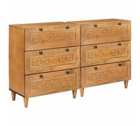 Sideboard 2 pcs White 120 x 33.5 x 75 cm Solid mango wood