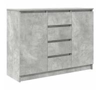 vidaXL 2 Door 4 Drawer Concrete Grey Wooden Sideboard - Size: 76 x 100.5 x 35cm - Wilko