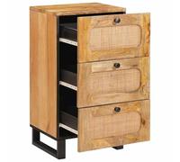 Sideboard with Drawers Made of Solid Mango Wood Brown 40 x 33 x 75 cm Modern Lowboard Living Room Storage Space Compact Space Saving with Metal Legs and Compartments for Storage and