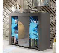 Sideboard with LED Lighting & Gloss Doors / 97cm Mex Furniture LTD Dark Grey One Size