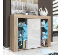 Sideboard with LED Lighting & Gloss Doors / 97cm Mex Furniture LTD Light Oak One Size