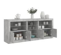 vidaXL Concrete Grey Wooden Sideboard with LED Lights 3 Piece - Size: 67 x 37 x 162cm - Wilko