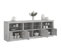 vidaXL 2 Door 2 Shelf Concrete Grey Wooden Sideboard with LED Lights Set of 3 - Size: 67 x 37 x 202cm - Wilko