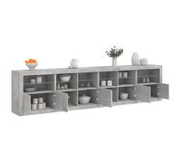 vidaXL 8 Door 12 Shelf Concrete Grey LED Sideboard - Size: 67 x 37 x 283cm - Wilko