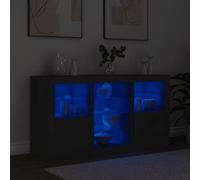 (black) vidaXL Sideboard with LED Lights Cupboard Highboard Storage Cabinet Sonoma Oak