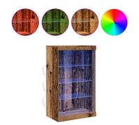 vidaXL Sideboard Old wood 60.5 x 37 x 100 cm Engineered Wood, Modern Sideboard, Rectangular Design, Built-In Lighting, Practical Storage, Glass Shelving, Decorative Home Organizer