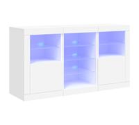 (white) vidaXL Sideboard with LED Lights Cupboard Highboard Storage Cabinet Sonoma Oak