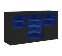 (black) vidaXL Sideboard with LED Lights Cupboard Highboard Storage Cabinet Sonoma Oak
