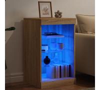(sonoma oak) vidaXL Sideboard with LED Lights Cupboard Highboard Storage Cabinet Smoked Oak