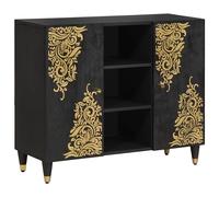 Sideboard with Shelf Black 90 x 33 x 75 cm Solid Mango Wood