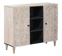 Sideboard with Shelf White 90 x 33.5 x 75 cm Solid Mango Wood