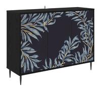 Sideboard with Shelf with Door Black Oak Engineered Wood Modern Elegant vidaXL