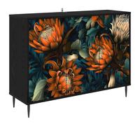 Sideboard with Shelf with Door Black Oak Engineered Wood Modern Elegant vidaXL