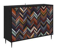 Sideboard with Shelf with Door Black Oak Engineered Wood Modern Elegant vidaXL