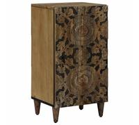 Sideboard Brown Solid Mango Wood 40x33.5x75cm 1 Door Metal Legs Modern Minimal