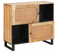 vidaXL Sideboard with Storage Brown 80 x 33 x 75 cm Solid Mango Wood, Modern Rec