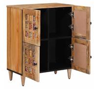 Sideboard with Storage Made of Solid Mango Wood Natural 60 x 33 x 75 cm with 4 Hinged Doors Compact for Living Room and Dining Room Modern Design with Lots of Storage Space and Sturdy Frame