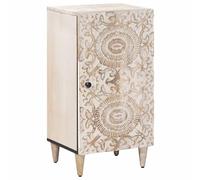 Sideboard with Storage White Solid Wood Mango 40 x 33.5 x 75 cm with Metal Legs Modern Living Room Lowboard Storage Space Compact and Space Saving