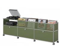 Sideboard with vinyl storage USM Haller olive green - USM LOOK BOOK 59_36
