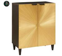 Sideboard Wooden Highboard Home Organiser Black and Gold Solid Mango Wood vidaXL