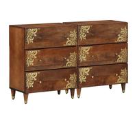 Sideboards 2 pcs Honey Brown 60x33.5x75 cm Solid Rough Wood Mango Berkfield Home Brown One Size