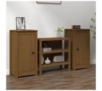 Sideboards 2 pcs Solid Pine Honey Brown 39x35x80 cm Storage Cabinet Set for Home