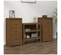 Sideboards 2-piece Solid Pine Wood Honey Brown 40x35x80cm Compact Storage Set